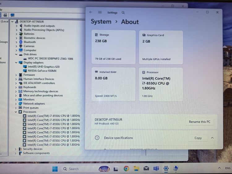 HP probook 440G5 core i7 gen8 แรม8 การ์ดจอเเยก 4,900 บาท รูปที่ 14