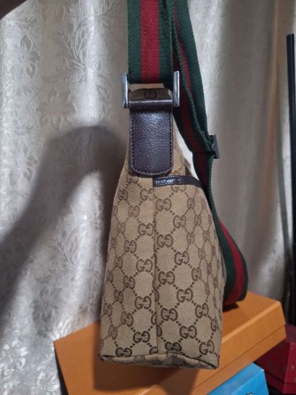 GUCCI GG Canvas Web Sherry Line Shoulder Bag Beige Red Green รูปที่ 3