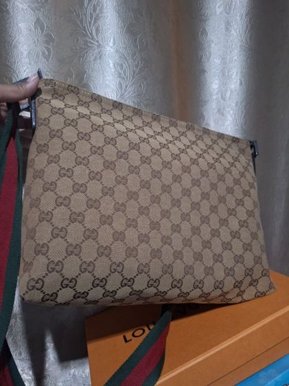 GUCCI GG Canvas Web Sherry Line Shoulder Bag Beige Red Green รูปที่ 2