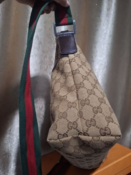 GUCCI GG Canvas Web Sherry Line Shoulder Bag Beige Red Green รูปที่ 4