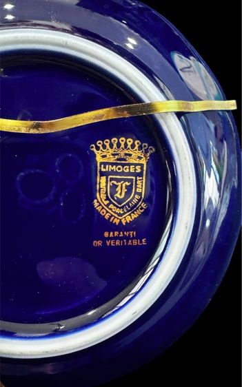 Limoges France Small Plate Cobalt Blue with Gold Gilt  Courting Couple  จานขนาดเล็กจากลิโมจส์ ประเทศฝรั่งเศส รูปที่ 6