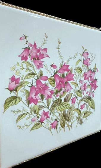 Ceramic trivet pad, heat resistant, floral design Made in Czechoslovakia ที่รองของร้อนเซรามิก รูปที่ 2