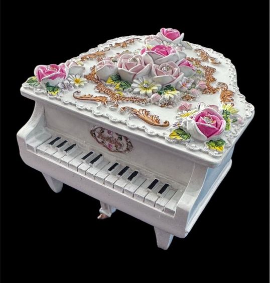 กล่องดนตรีไม้รูปเปียโนสีขาว รูปที่ 2