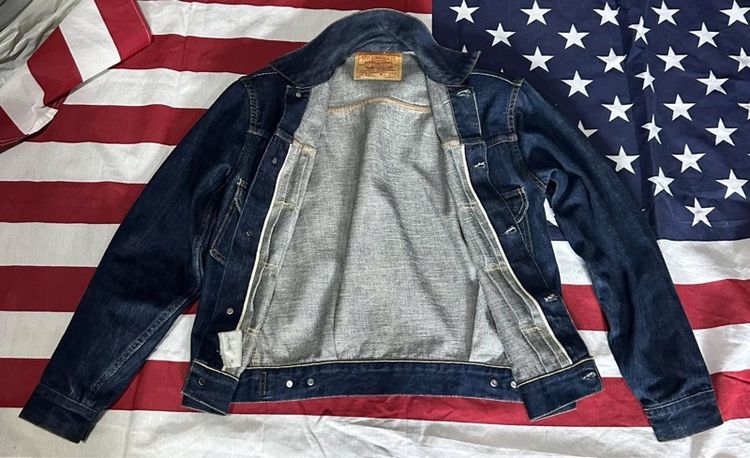 Vintage Jacket 507xx BIGE Two Pocket Made in USA 🇺🇸 Sz.36  กระดุมตอก822 ริมแดง ผ้า รูปที่ 6