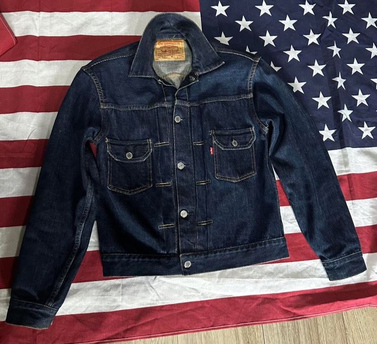 Vintage Jacket 507xx BIGE Two Pocket Made in USA 🇺🇸 Sz.36  กระดุมตอก822 ริมแดง ผ้า รูปที่ 7