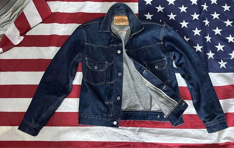 Vintage Jacket 507xx BIGE Two Pocket Made in USA 🇺🇸 Sz.36  กระดุมตอก822 ริมแดง ผ้า รูปที่ 2