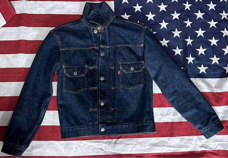 Vintage Jacket 507xx BIGE Two Pocket Made in USA 🇺🇸 Sz.36  กระดุมตอก822 ริมแดง ผ้า รูปที่ 4