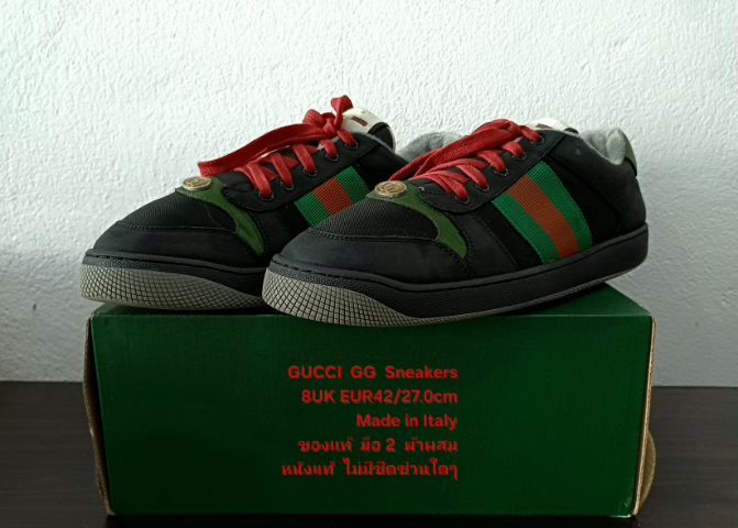 GUCCI GG Sneakers, Men's 8UK 42EU(27.0cm) Original Made in italy ของแท้ มือ 2 สภาพยังดีมาก, รองเท้า Gucci สวย มีตำหนิเล็กน้อยตามรายละเอียด รูปที่ 6