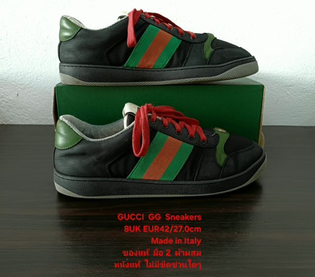 GUCCI GG Sneakers, Men's 8UK 42EU(27.0cm) Original Made in italy ของแท้ มือ 2 สภาพยังดีมาก, รองเท้า Gucci สวย มีตำหนิเล็กน้อยตามรายละเอียด รูปที่ 12