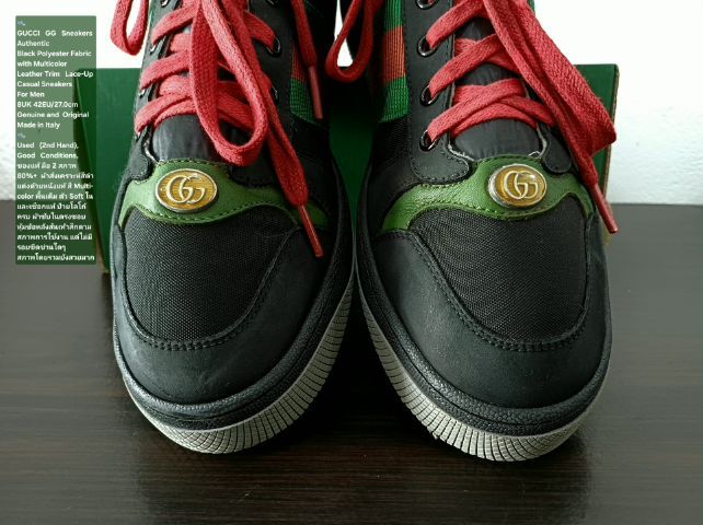 GUCCI GG Sneakers, Men's 8UK 42EU(27.0cm) Original Made in italy ของแท้ มือ 2 สภาพยังดีมาก, รองเท้า Gucci สวย มีตำหนิเล็กน้อยตามรายละเอียด รูปที่ 7
