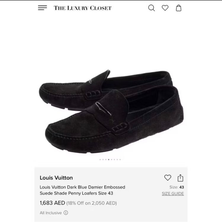 Louis Vuitton Damier Embossed Suede Leather Moccasin เบอร์7.5 รูปที่ 9