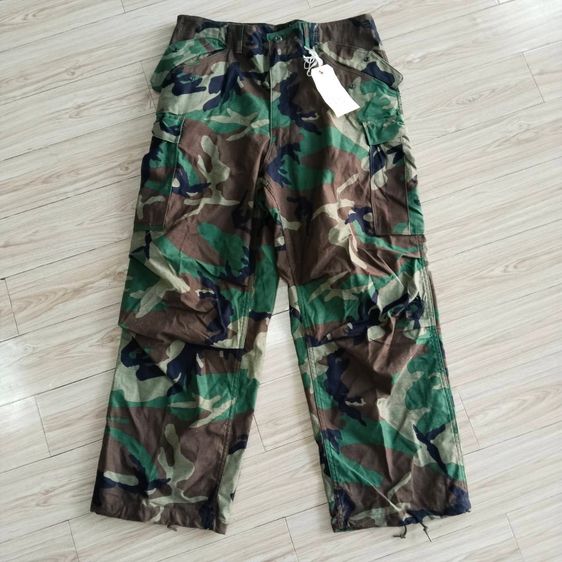 vintage deadstock trouser cold weather army nylon cotton woodlands camouflage class 2 talon zipper