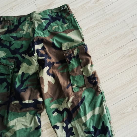 vintage deadstock trouser cold weather army nylon cotton woodlands camouflage class 2 talon zipper รูปที่ 3