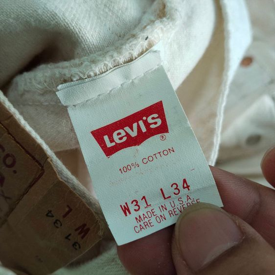 กางเกงยีนส์ Levi's 501 ทรงกระบอกตรง (Straight Leg) สีขาวนวล ป๊อปคอร์น รูปที่ 8