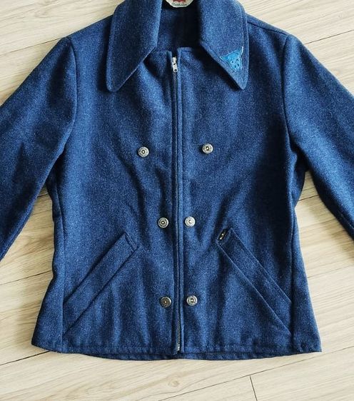 R225.Vintage Levis Sportswear Gray Color  Wool Suit แจ็คเก็ตผ้าขนสัตว์วินเทจ สีน้ำเงินเข้ม เสื้อโค้ทสั้นแบบ  รูปที่ 6