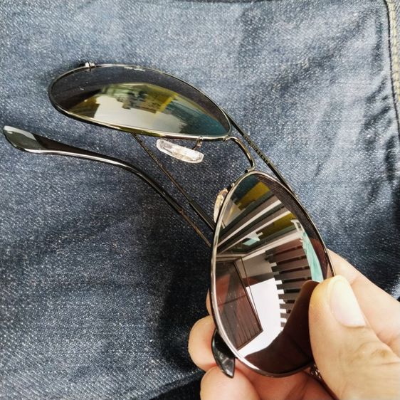 Ray-Ban Classic Aviator Sunglasses Large Polished Black  รูปที่ 5