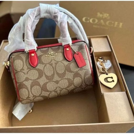 ❣️New  Box set Mini Rowan Crossbody With Hearts Key Ring In Signature Canvas🇺🇸