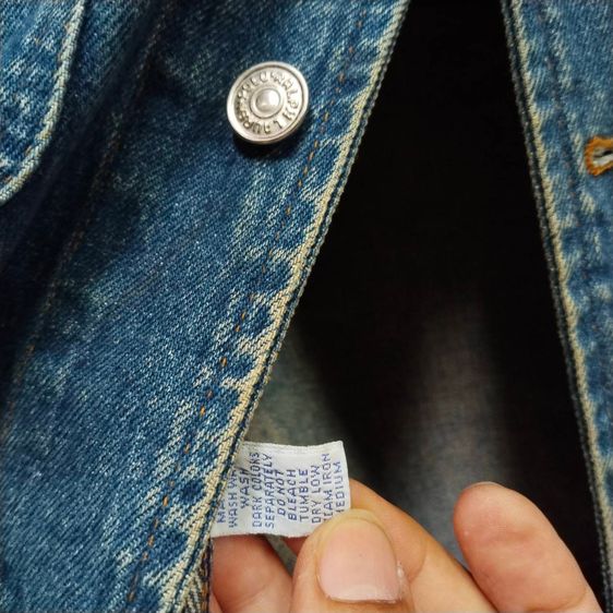 POLO by Ralph Lauren Vintage 80’s Denim Jacket Corduroy Collar Wool Plaid Lining Made In America Authentic Dungarees  รูปที่ 13