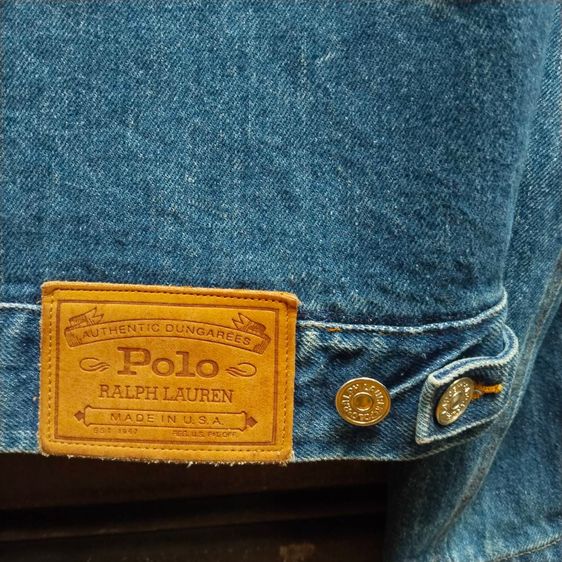 POLO by Ralph Lauren Vintage 80’s Denim Jacket Corduroy Collar Wool Plaid Lining Made In America Authentic Dungarees  รูปที่ 11