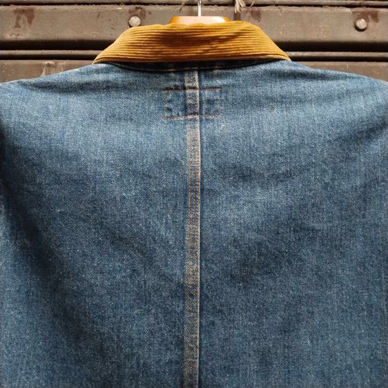 POLO by Ralph Lauren Vintage 80’s Denim Jacket Corduroy Collar Wool Plaid Lining Made In America Authentic Dungarees  รูปที่ 8