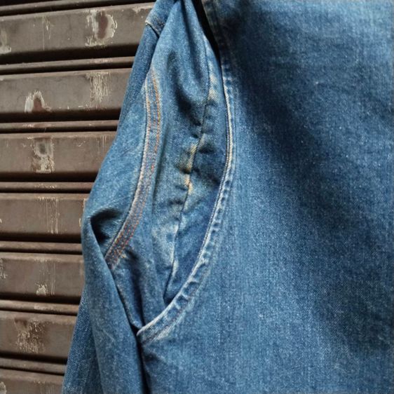 POLO by Ralph Lauren Vintage 80’s Denim Jacket Corduroy Collar Wool Plaid Lining Made In America Authentic Dungarees  รูปที่ 7