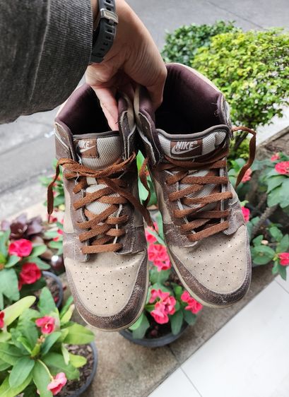 รองเท้าหนังทั่วไป หนังสังเคราะห์ UK 10.5 | EU 45 1/3 | US 11 น้ำตาล รองเท้า Nike Dunk High LE ปี 2000 Made in Korea หายาก