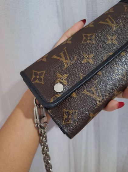 Louis Vuitton Monogram Macassar Portefeuille Rond Chain Strap Canvas รูปที่ 15
