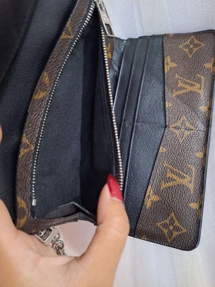 Louis Vuitton Monogram Macassar Portefeuille Rond Chain Strap Canvas รูปที่ 12