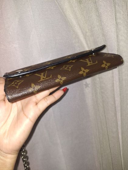 Louis Vuitton Monogram Macassar Portefeuille Rond Chain Strap Canvas รูปที่ 14