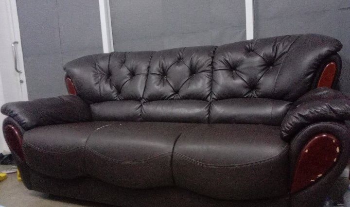 หนัง น้ำตาล 3 ที่นั่ง โซฟา