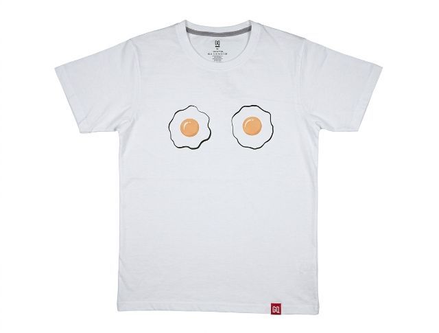 👕 เสื้อยืด GQ T-shirt Size M ลายไข่ดาว น่ารักๆ สภาพดีมาก รูปที่ 2