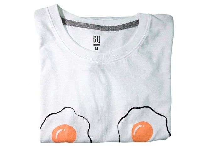 👕 เสื้อยืด GQ T-shirt Size M ลายไข่ดาว น่ารักๆ สภาพดีมาก รูปที่ 4