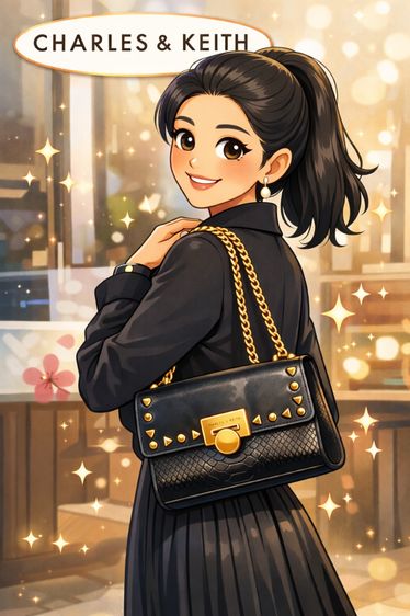 กระเป๋า Charles Keith Chain Bag สวยหรู ดูแพง มือ 2 ใหม่กริบ ส่งฟรี ✨ รูปที่ 9