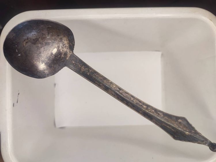 ขายทัพพีเงินแท้ เปอร์เซ็นเงิน 40  น้ำหนักช่างได้ 102กรัม รูปที่ 11