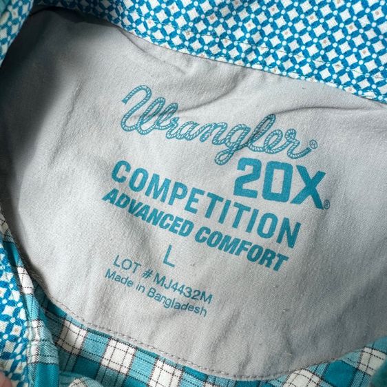 เสื้อเชิ้ต​ Wrangler 20x ผ้ายืด ใส่ดี สภาพใหม่ Size L​  รูปที่ 6