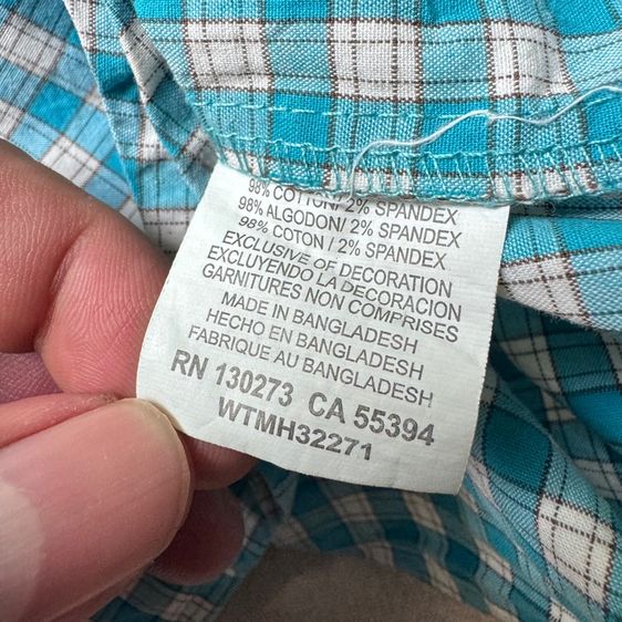 เสื้อเชิ้ต​ Wrangler 20x ผ้ายืด ใส่ดี สภาพใหม่ Size L​  รูปที่ 7