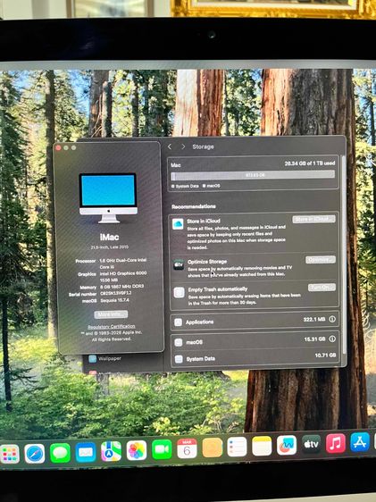 iMac 21.5 ปี 2015 i5 ram 8 hdd 1 tb Mac OS Sequoia รุ่นปี 2026 โหลดได้ทุกแอพ รูปที่ 4