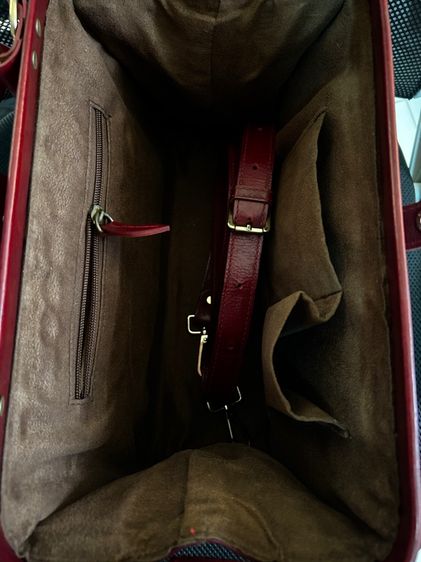 กระเป๋าสะพาย หนังแท้ สีแดง รูปที่ 4