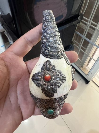 เครื่องเงินเก่า มหาสังข์หุ้มเงินโบราณ