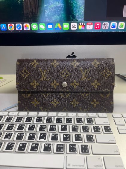 หนังแท้ ไม่ระบุ น้ำตาล Louis Vuitton Sarah Wallet กระเป๋าสตางค์ โมโนแกรม Canvas ปี 1995 ของแท้ 💯 