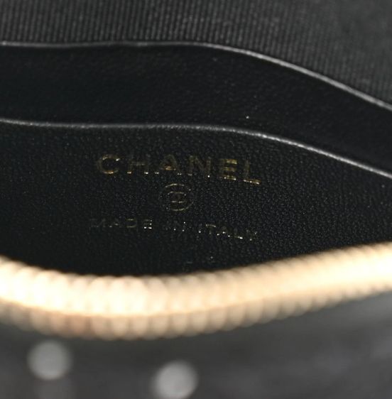 New chanel tweed quilted mini clutch with chain black white รูปที่ 2