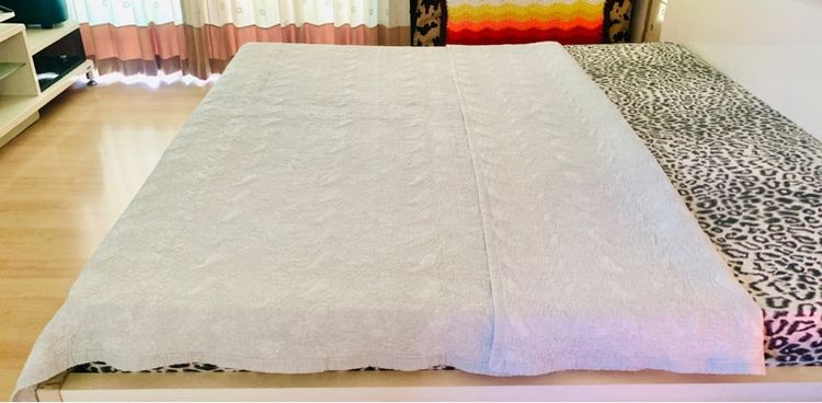 ผ้าห่ม (ใช้ปูรองนอนได้) (ผืนใหญ่มาก) ขนาด 6.5-7ฟุต ผ้าชีฟองสีเทาปักลายวินเทจทั้งผืน ยี่ห้อ Roomine Home (สภาพใหม่) รูปที่ 12