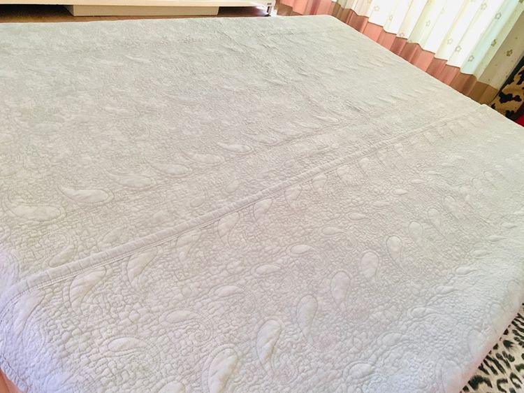 ผ้าห่ม (ใช้ปูรองนอนได้) (ผืนใหญ่มาก) ขนาด 6.5-7ฟุต ผ้าชีฟองสีเทาปักลายวินเทจทั้งผืน ยี่ห้อ Roomine Home (สภาพใหม่) รูปที่ 11