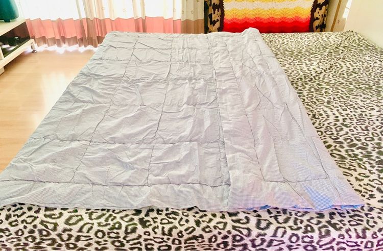 ผ้านวม (ใช้ปูรองนอนได้) ขนาด 5.5-6ฟุต สีฟ้าลายตาราง (สภาพใหม่) มือสองสภาพดี สินค้าญี่ปุ่น-เกาหลีแท้ รูปที่ 9