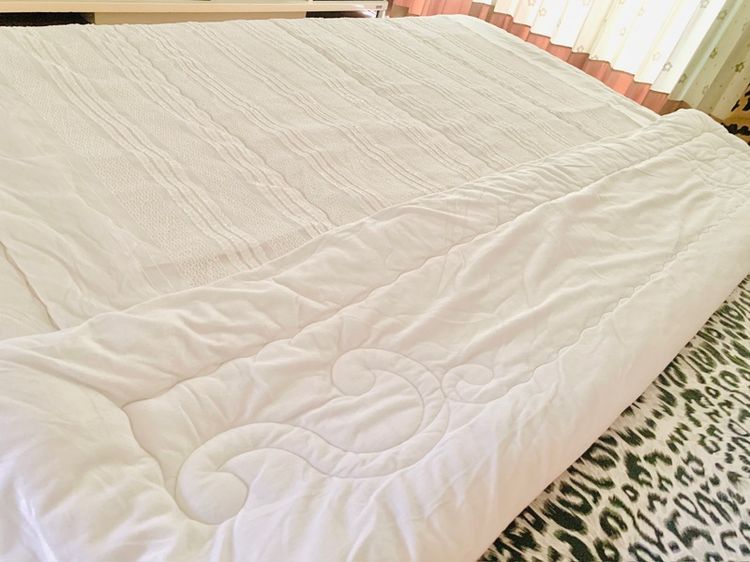 ผ้านวมกำมะหยี่ (ผืนใหญ่มาก) (ใช้ปูรองนอนได้) ขนาด 6.5-7ฟุต สีขาวกำมะหยี่ ด้านบนมีระบาย (สภาพใหม่) (สินค้าหายาก) รูปที่ 8