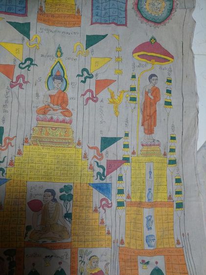 เครื่องรางผ้ายันต์ล้านนางานเขียนมือ 45 คูณ 35 นิ้ว รูปที่ 3