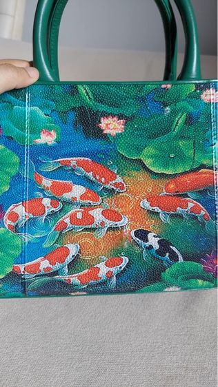 กระเป๋าหนังปลากระเบนแท้สีเขียว รูปที่ 8