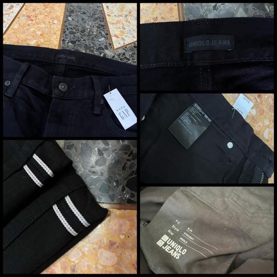 📌UNIQLO👖(ริมแดง) -Super black เอว32-33 รูปที่ 5