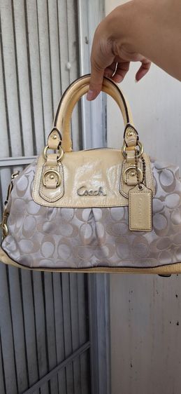 หญิง เหลือง ผ้า กระเป๋า coach