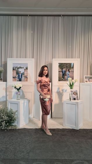 แขนสั้น ชมพู ชุดเดรสใส่ออกงาน ใส่ครั้งเดียวคะ